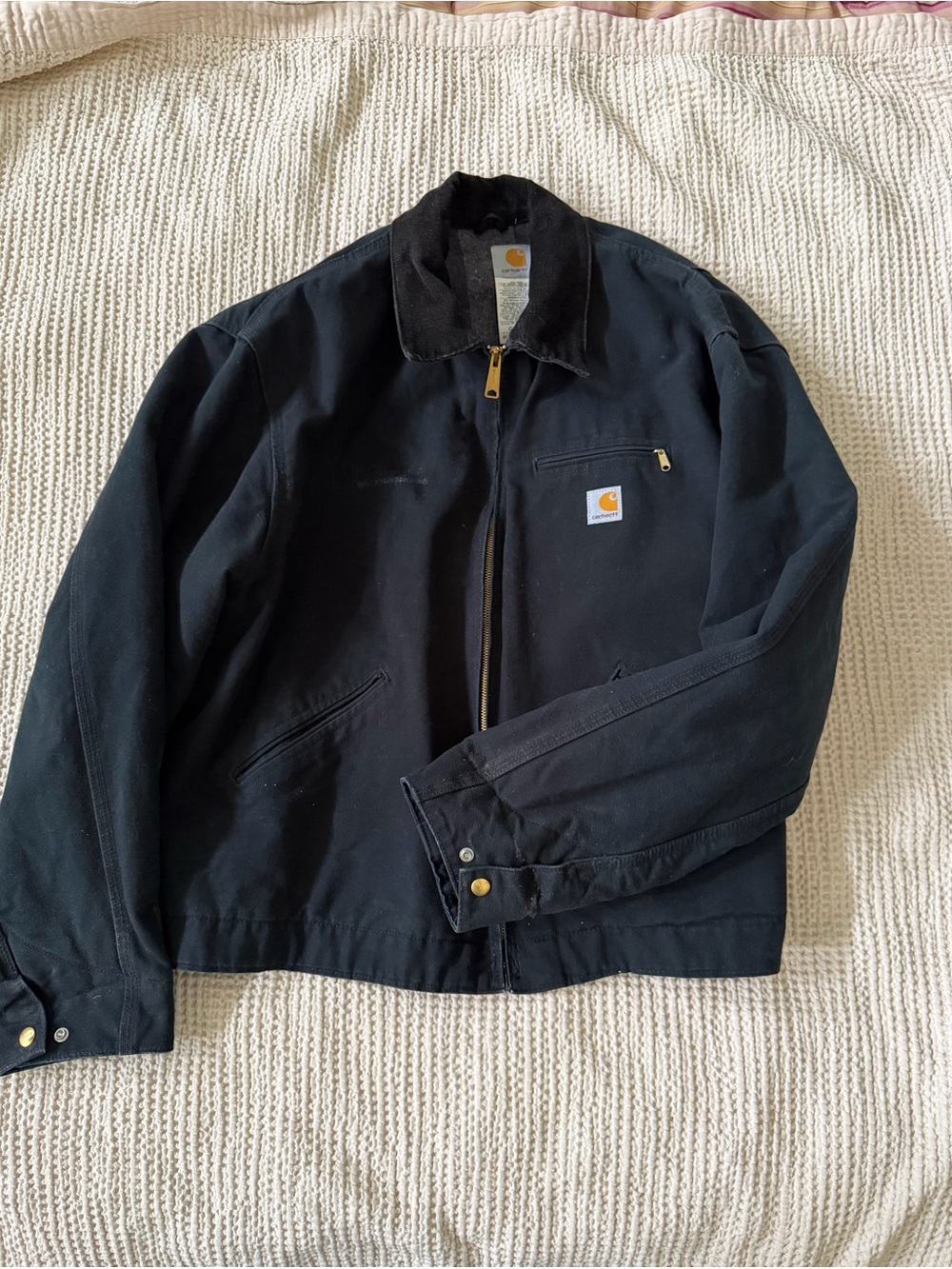 Carhartt Black Canvas Bomber Jacket with Corduroy Collar